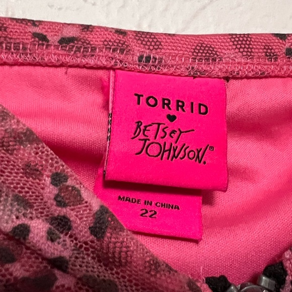 Torrid X Betsey Johnson Pink Leopard Tulle Dress EUC Size 22 - Picture 6 of 11